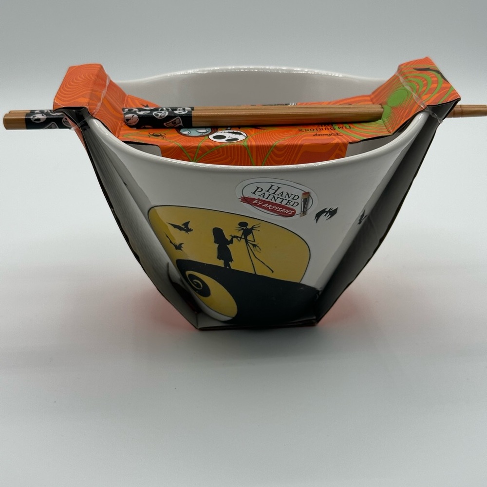 Nightmare Before Christmas Ramen Noodle Bowl Jack Sally Moon Yellow Halloween